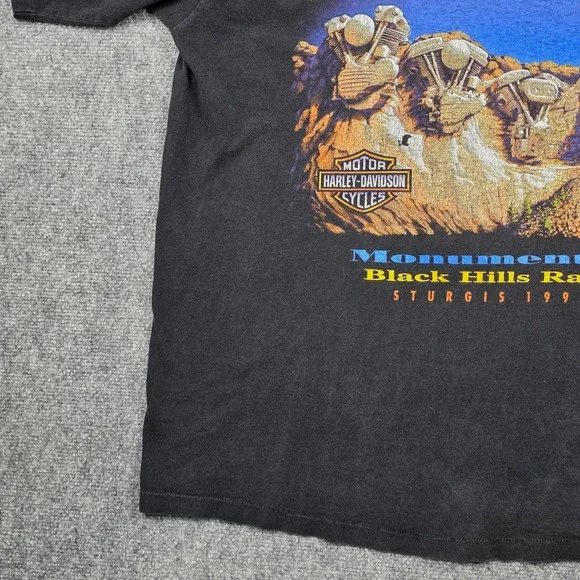 Harley Davidson T Shirt Mens XL Black 1995 Sturgis Black Hills Rally Vintage Tee - Picture 6 of 16